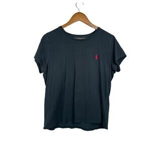 Ralph Lauren Polo‎ Womens Black T-Shirt With Red Logo Embroidery Size S